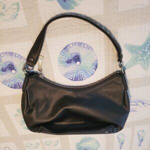 Dana Buchman pebbled black leather hobo style purse